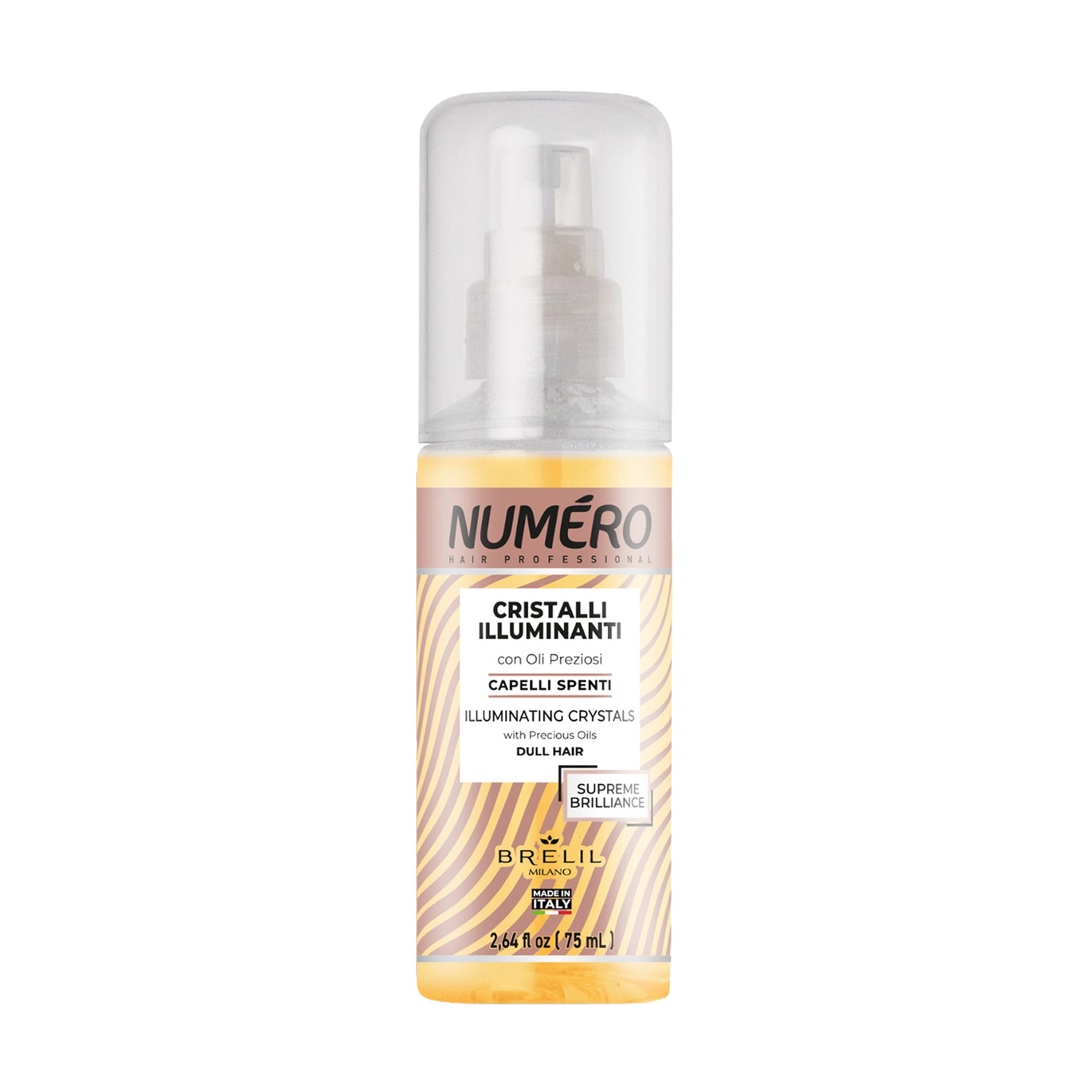 Рідкі Кристали для волосся Brelil Professional Numero Illuminating Crystals With Precious Oils для додання блиску з цінними оліями, 75 мл
